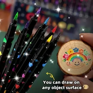 24/48/72/96 Color Dual Tip Glitter Markers, Quick Dry Adhesive Ink, Plastic Fine Point, Perfect for Scrapbooking, Card Making, DIY Crafts, Dual Tip Pens, Coloring Markers