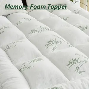 【Summer Wins】 3inch Bamboo Cooling Mattress Topper, Memory Foam filled 1600GSM Ultra-Thick , Breathable Bamboo Viscose Air Layer, Soft Pillow Top Mattress Pad with Stretchable Pockets for 8-21 inches Mattress, DOWNCOOL#Summervibes#Mother's day gift