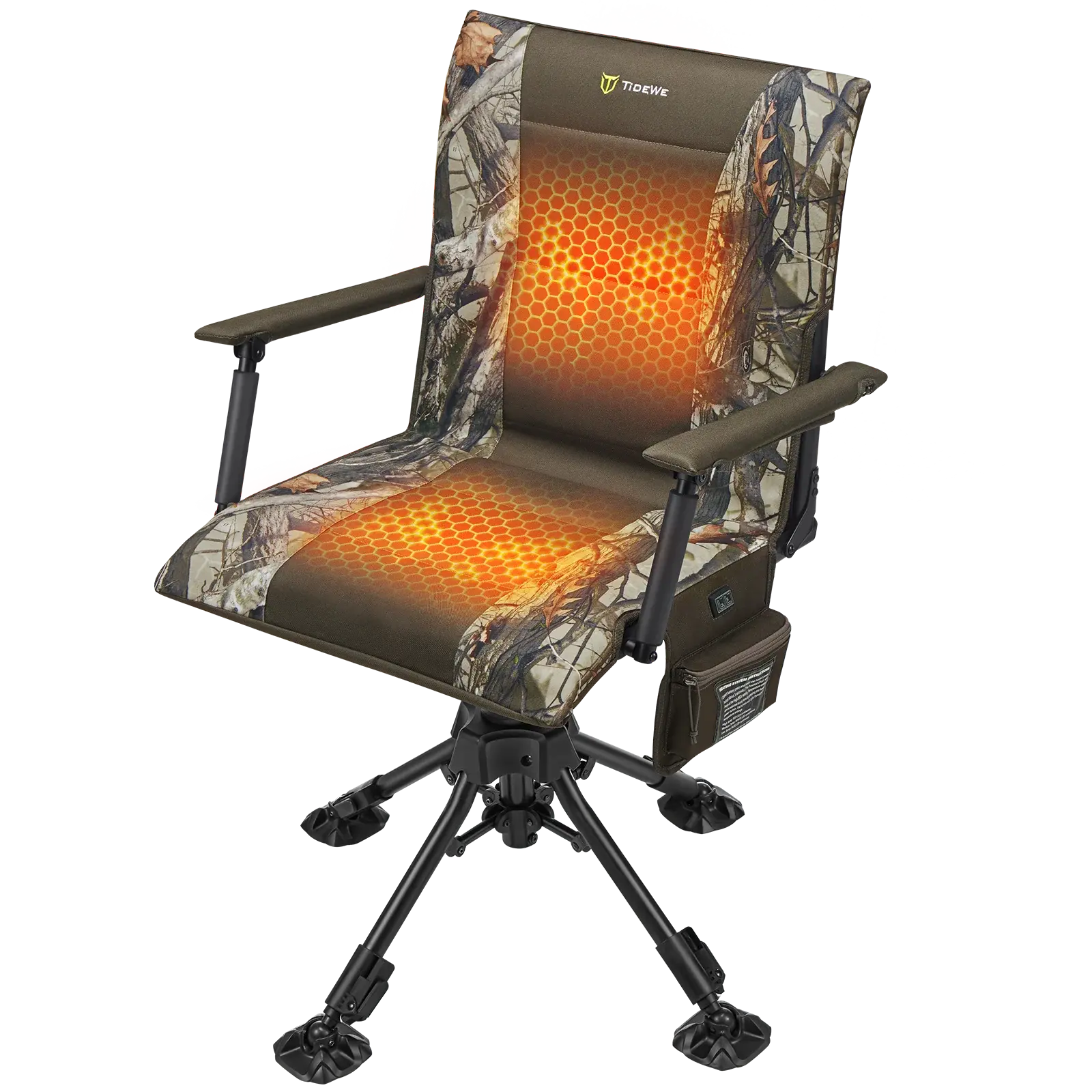 TIDEWE Heated Hunting Chair | Adjustable Height 360° Swivel Blind Chair with Armrests