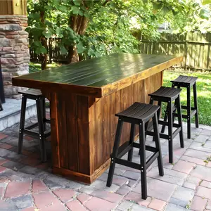 Karlhome 30 Inch Outdoor Bar Stools Set of 4, HDPE Weather Resistance Counter Height Bar Stools Durable Heavy Duty Patio Chairs for Bar Deck Balcony Kitchen Counter and Yard