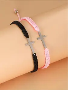 Adjustable Cross Charm Braided Bracelet, Fashionable Hand Jewelry for Women & Men, Trendy All-match & Exquisite Jewelry for Birthday Gift