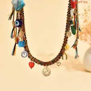 Metal Evil Eye Heart Pendant Keychain, Bohemian Beaded Charm With Multicolor Accents, Handcrafted Ornament For Keys Bags And Backpacks