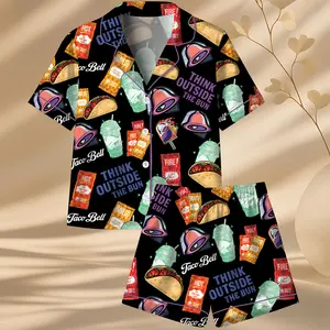 Mexican Fast Food Sleepwear, Funny Taco Lover PJs, Black Foodie Loungewear, Holiday Gift Idea