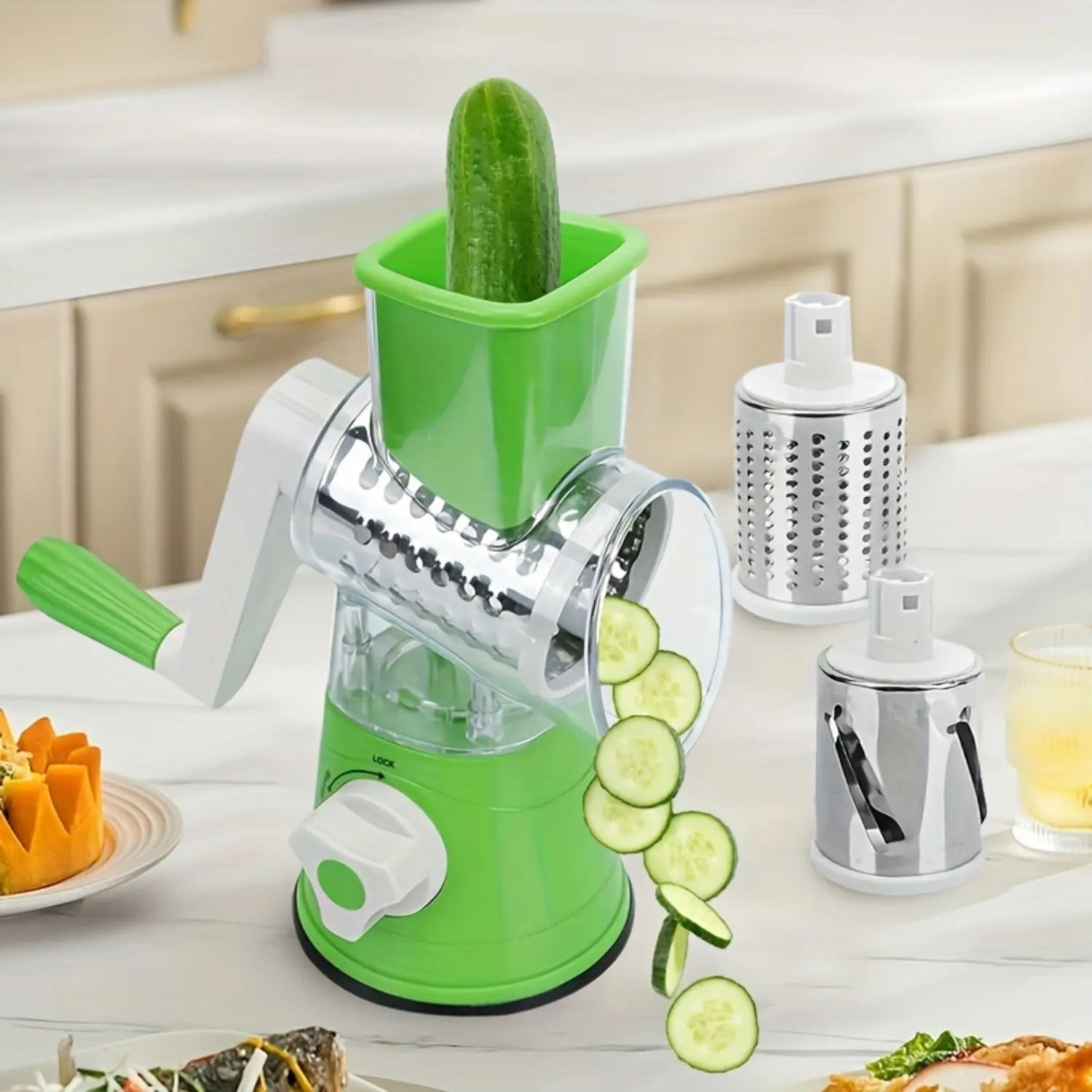 MIUVA 7-in-1 Multifunctional Cheese Grater & Vegetable Slicer Manual Food Grater for Potatoes BPA Free Kitchen Plastic Stainless Steel Chopping Utensils Thanksgiving tableware TikTokShopBlackFriday Christmas Gift