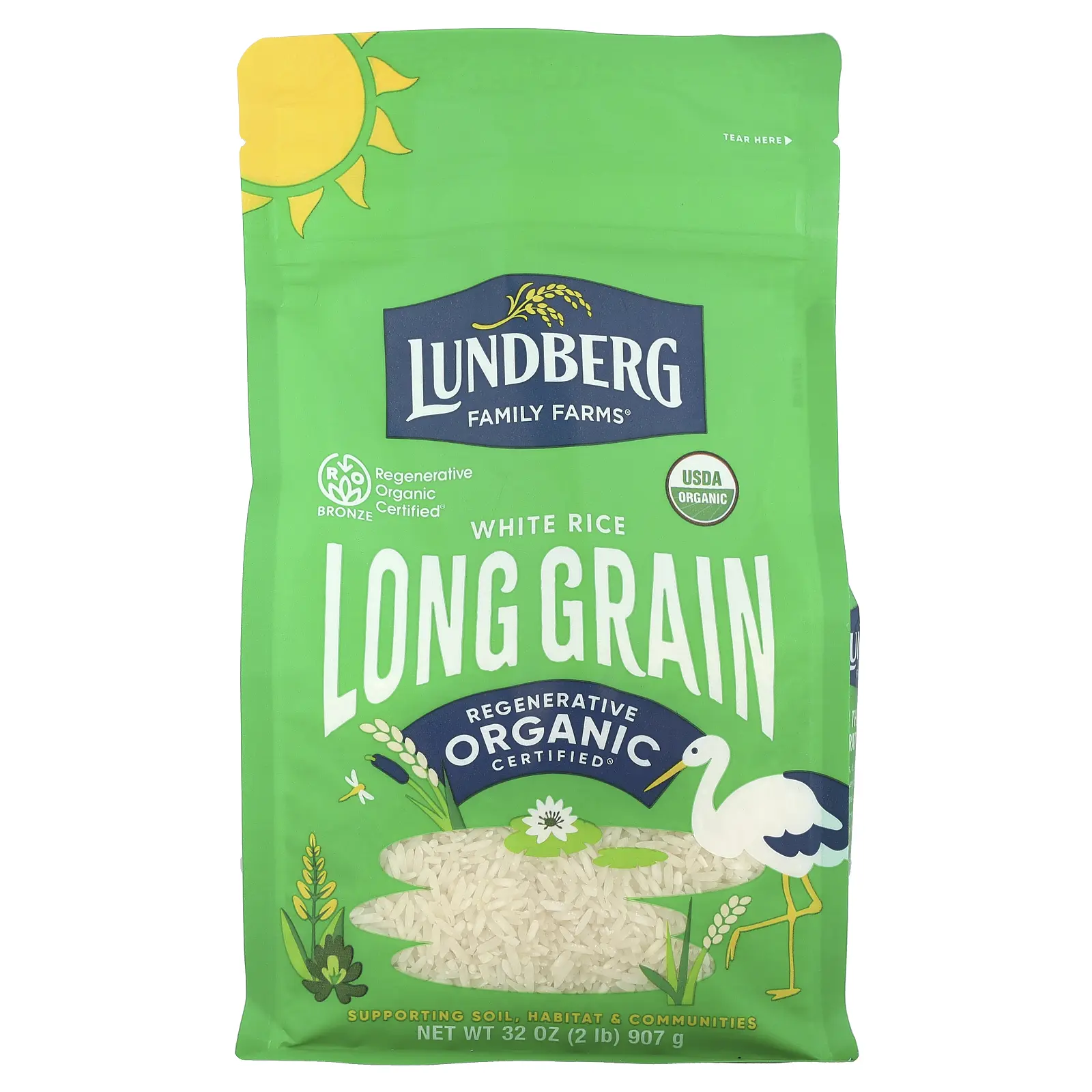 Lundberg Organic White Long Grain Rice, 32 oz (907 g)