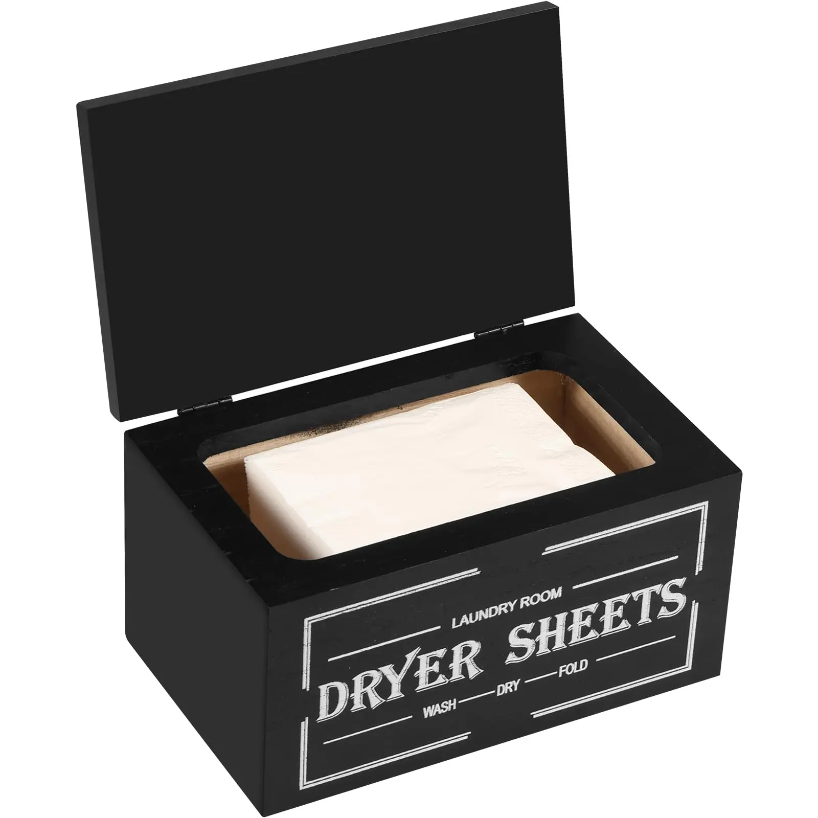 Wooden Dryer Sheets Storage Box with Hinged Lid, 1 Count Vintage Farmhouse Style Dryer Sheets Container, Laundry Room Accessories, Home Organizer for Laundry Room, Containers with Lids