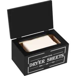 Wooden Dryer Sheets Storage Box, 1 Count Vintage Style Dryer Sheets Container, Laundry Room Accessories, Home Organizer for Laundry Room