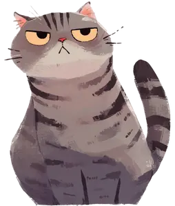 Angry Grey Tabby Vinyl Sticker