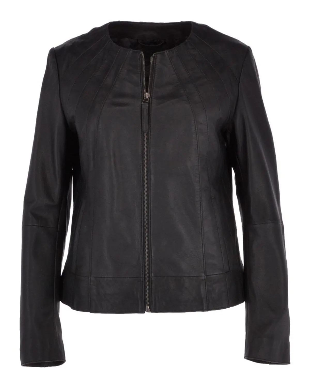 MotorCycleJackets Women's Stylish Collarless Genuine Sheepskin Leather Jacket