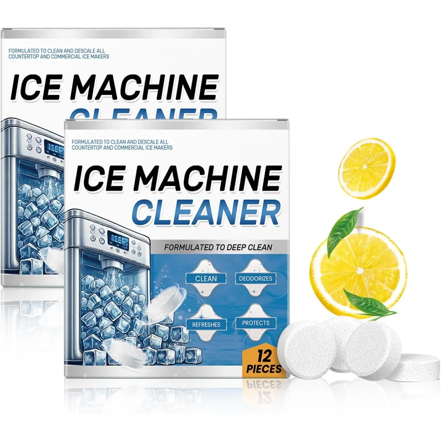 Ice Machine Cleaner Maker Descaler - 24 Clean Tablets, Compatible with Opal, , Nickel Safe Scale Remover for Countertop, Deep Cleaning, Remove odor, Bulk 1 Year