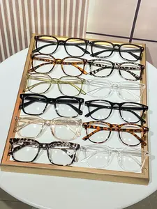 12pcs Women's Square Cat Eye Combination Frame Classic Fashion Flat Mirror, Trendy College Style Decorative Glasses, Eyeglasses Set, Fashionable Frames Glasses, Trendy Casual Eyeglasses, Stylish Glasses, Square Frame Eyewear