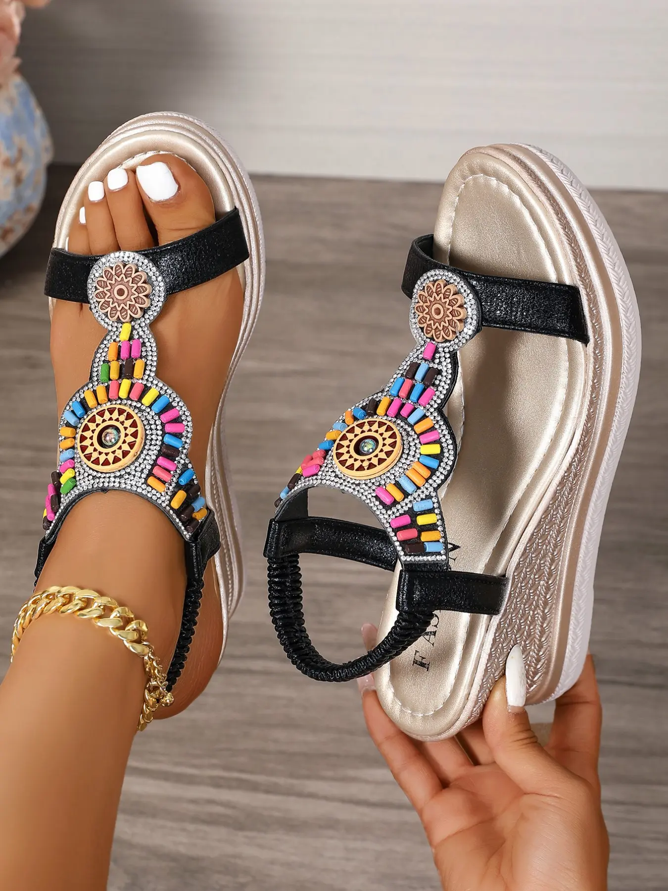 Women's Versatile Wedge Sandals, Perfect for Daily Commute, Dates, Parties, Vacations, Height-Boosting, Slimming, Stylish Streetwear, Rubber, Summer