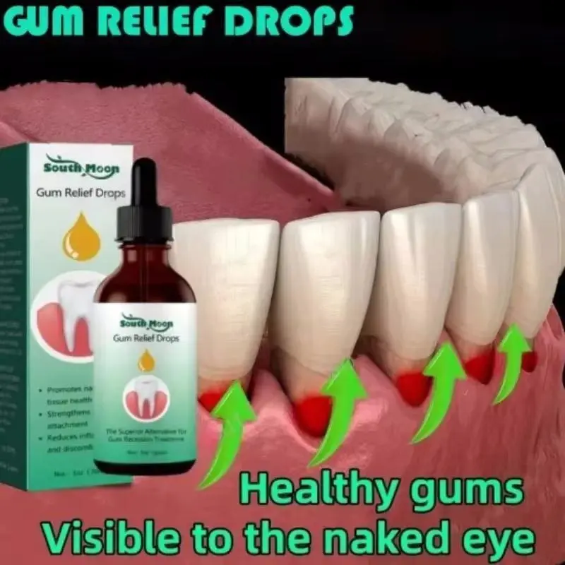 30ml Gum Repair Serum Drops, Dental Stain Remover Teeth Whitening Treatment for Receding Gums, Periodontal Blistering, Toothache Relief, Bleaching Teeth Whitening, Fresh Breath & Bright Smile, 4‑Week Gum Study