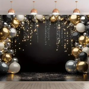 Balloon & String Backdrop, 1 Count Multi-size Balloon Backdrop, Party Decoration Supplies for Birthday Wedding Anniversary, Party Decoration Supplies, Banners