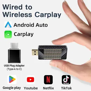 【FIFA World Cup 2026】Yurnlv Mini Al Box -Streaming Netflix/Youtube/Tiktok to your car! 4in 1 Wireless CarPlay and Android Auto Adapter suitable forFactory wired CarPlay Cars