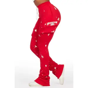 Antonia Red Cargo Stacked Track Pant