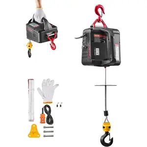 VEVOR 3-in-1 Electric Hoist Winch, 1100 lbs Capacity, 1500W Portable Electric Power Winch, 25 ft Lifting Height, 16.4 ft/min with Manual, Wired Wireless Remote Control for Factory, Warehouss, GarageVEVOR Super Brand Day