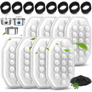 8 Pack  Water Fountain Filters with 8 Pack Pre-Filter Sponges Set for 3.2L/108oz Pet  Water Fountain, Pet Fountain Filter Replacement
