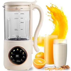 47.3oz Residue-Free Soy Milk Maker - Household Small Low-Frequency Filter-Free Automatic Heating Multifunctional Almond Milk Maker, Smoothie Blender for Baby Food Preparation
