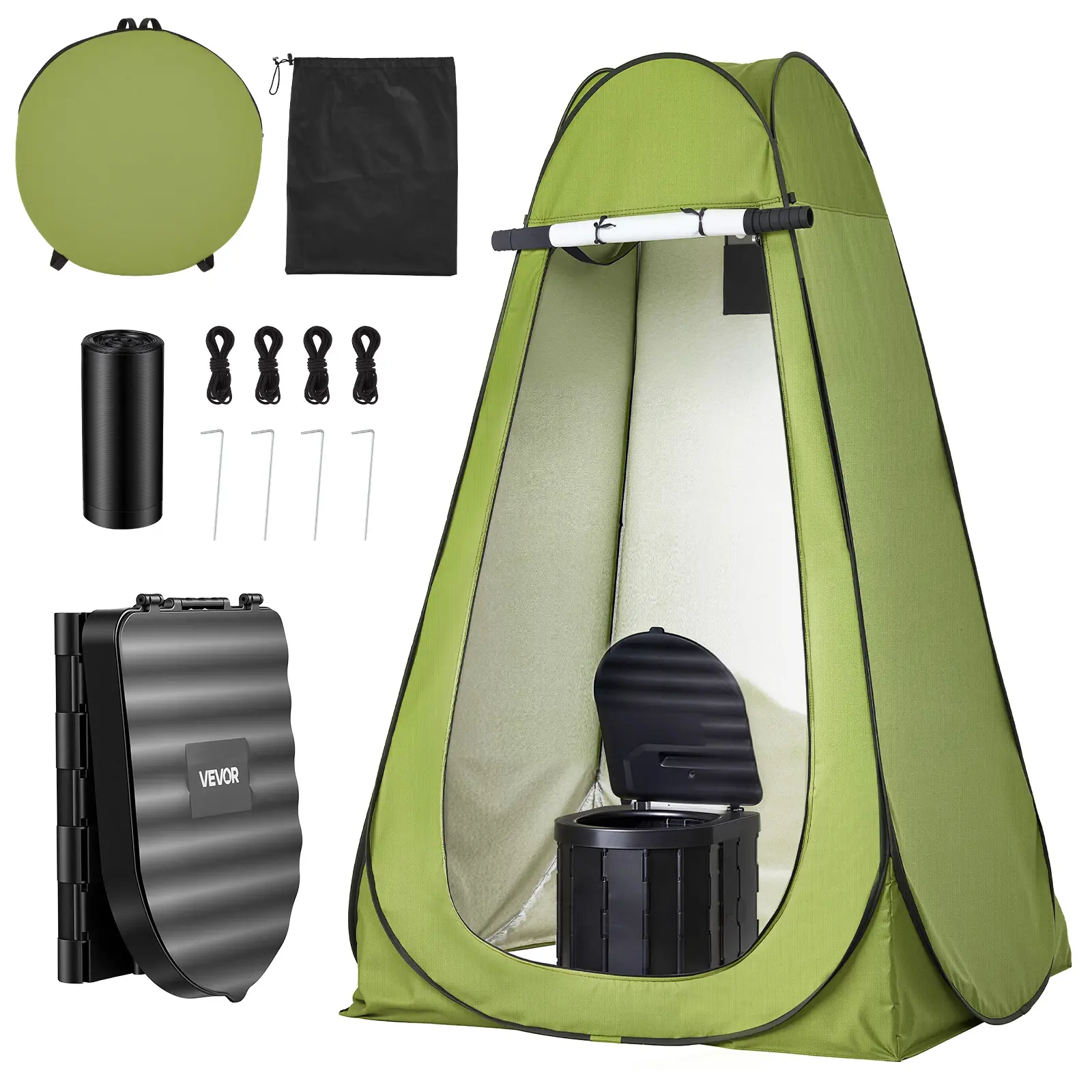 【SummerFinds】VEVOR Portable Toilet Kit, 330 lbs Load Capacity, Folding Camping Toilet with Pop-Up Privacy Tent, Outdoor Travel Potty for Adults with Carry Bags, Trash Bags, Suitable for RV Travel, Camping, Hiking, Camping Equipment, Travel Accessory