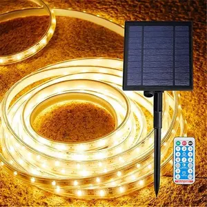 Solar LED Strip Lights Outdoor, 600 LEDs 32.8FT with Remote – 8 Lighting Modes, Auto ON/OFF, for Deck, Steps, and Christmas Décor