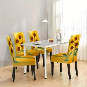 [Creative Sunflower |   Fashionable] 2pcs/4pcs/6pcs Creative Sunflower Chair Cover |   Fashionable Furniture Protection Cover |   Used for Restaurant Living Room Home Decoration