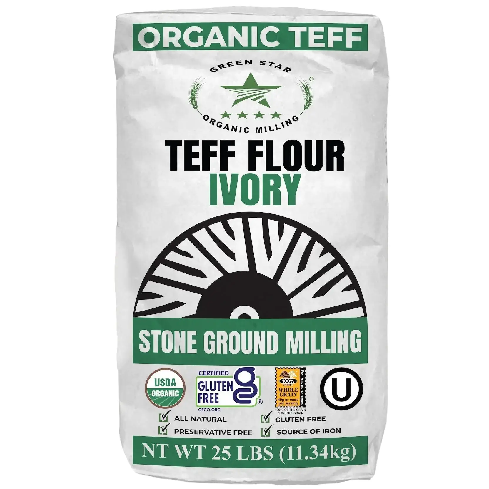 Green Star USDA Organic Ivory Teff Flour, – Premium Stone Ground Gluten-Free Baking Flour