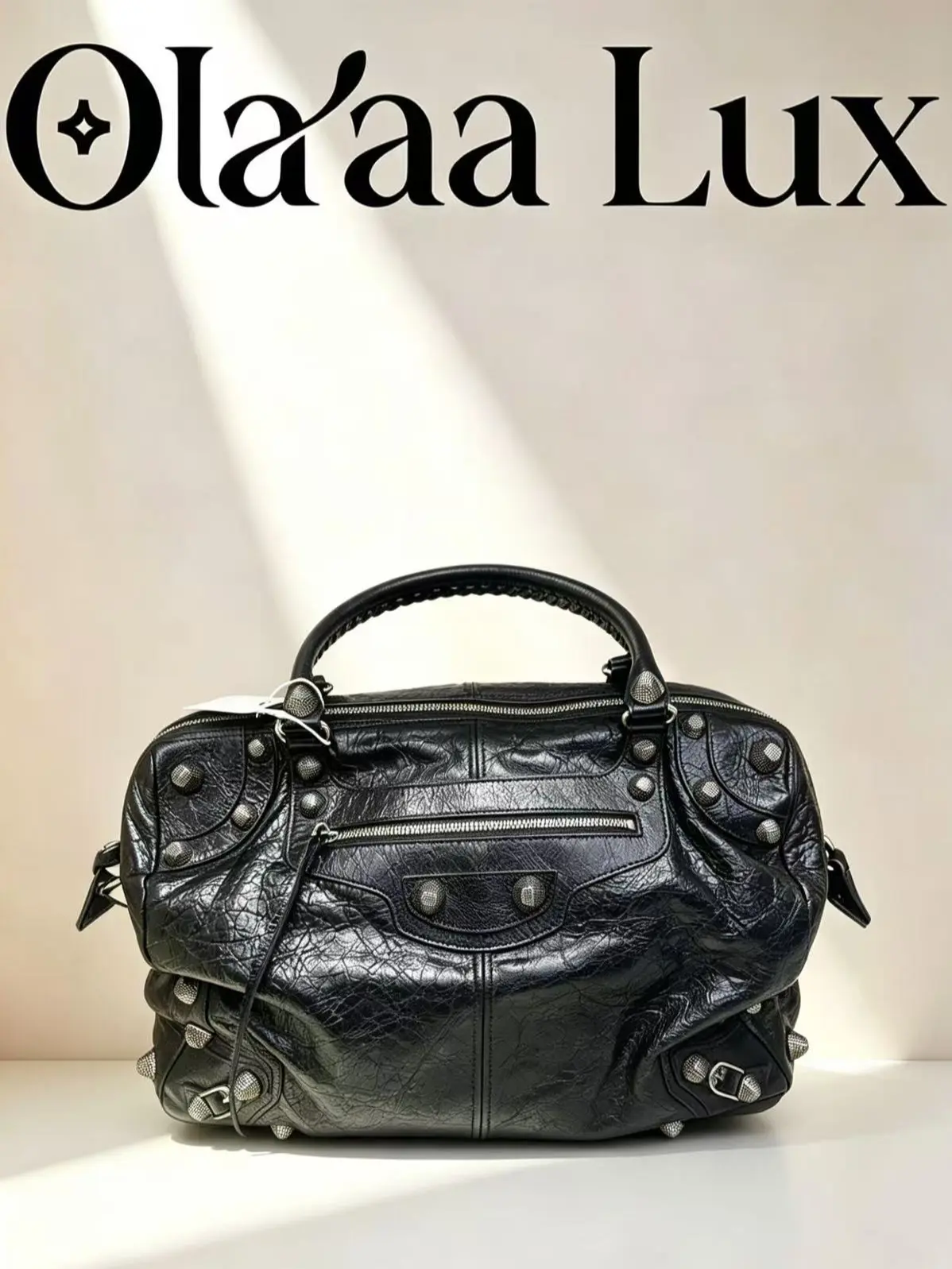 Pre-owned Balenciaga Black Studded Motorcycle Bag 08074