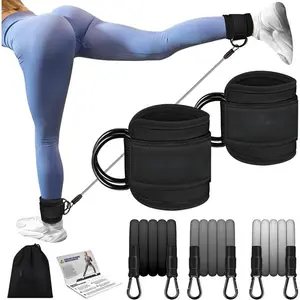 Ankle Resistance Band Set, 6 Counts/set Adjustable Multifunctional Fitness Band with Ankle Straps, Leg & Hip Training Equipment for Home & Gym, Gifts for Girlfriend, Stretching Gear, Workout Band