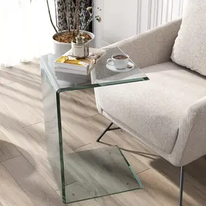 Tempered Glass End Table, Clear Transparent Side Table for Living Room Bedroom, 15x15x22.84 Inch