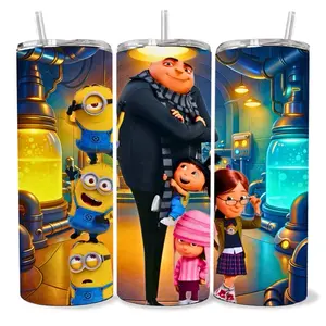 Minions 20  oz Tumbler - BPA Free, Stainless Steel, Leak Proof, Clear Lid, Includes Straw