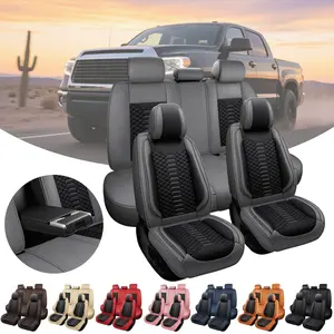For Toyota Tundra 2008-2024 2025 2026 Pickup Truck Car Seat Covers, Soft Touch Premium Napa PU Leather Full Set Front Rear Seat Cushion Full Surround with Storage Bag, Breathable Non-Slip Waterproof Protector Pad Mat Vehicle Interior Decoration Accessory