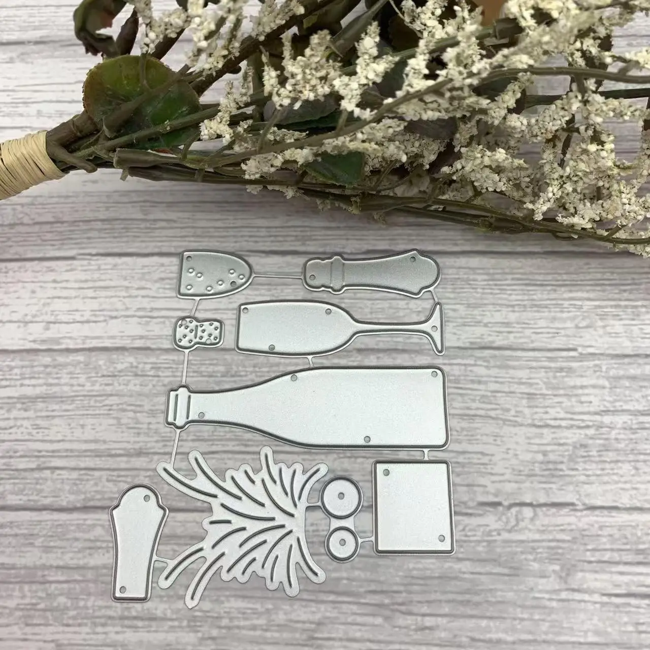 1Pc Bottles Cutting Dies, Celebration Embossing Stencils Template Die Cut Set for Card Scrapbooking and DIY Craft Album Paper Card Decor