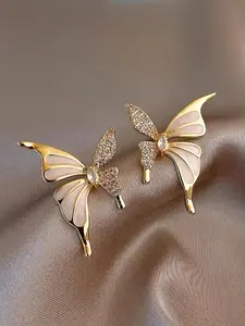 Fashion Butterfly Design Rhinestone Decorated Earrings, Stud Earring, Dainty Fashion Jewelry, Elegant Jewelry for Party, Daily Clothing Decor, Trendy All-match & Exquisite Jewelry for Birthday Gift, Fashionable Jewelry