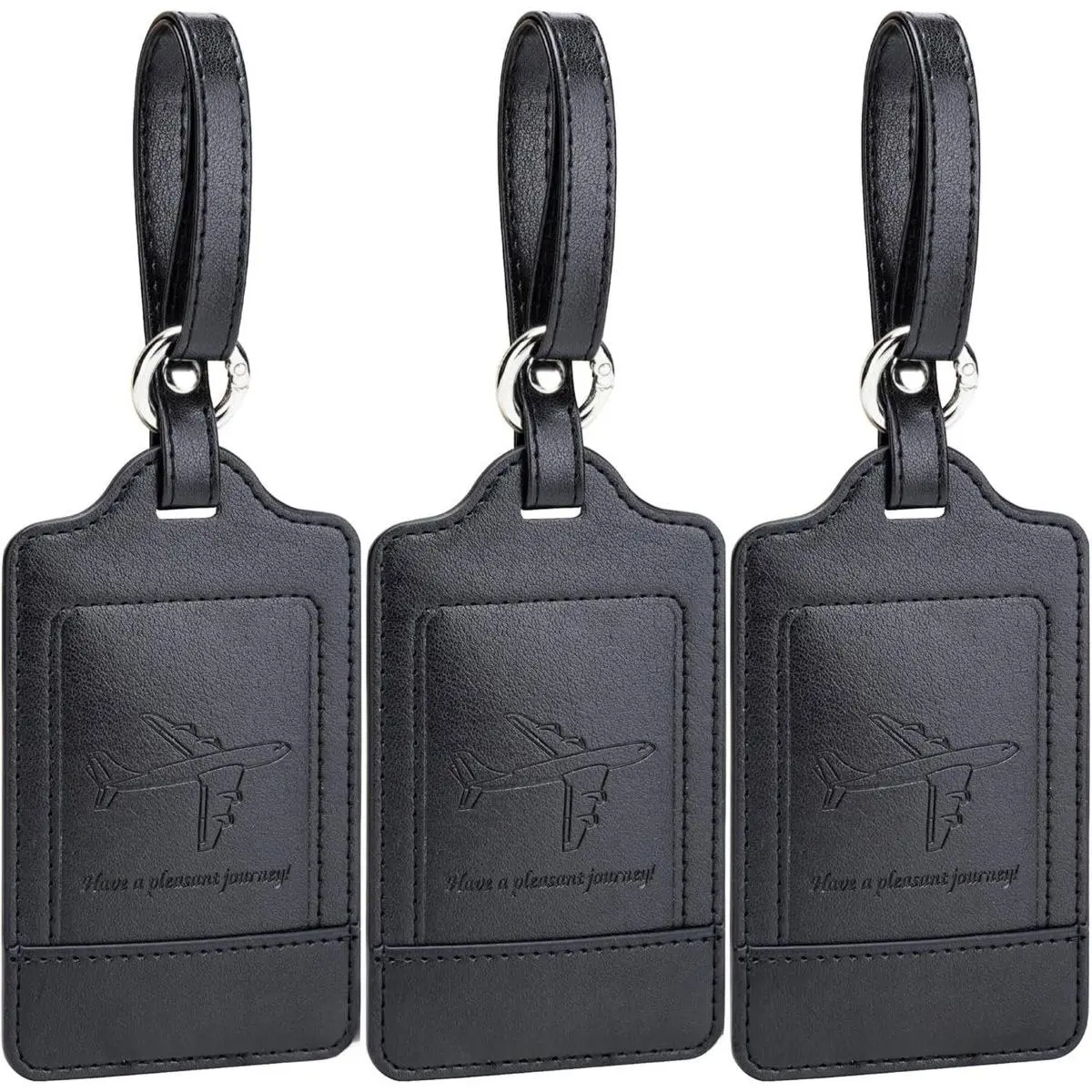 Luggage Tags, 3 Pack Premium PU Leather Luggage Tags Privacy Protection Travel Bag Labels Suitcase Tags