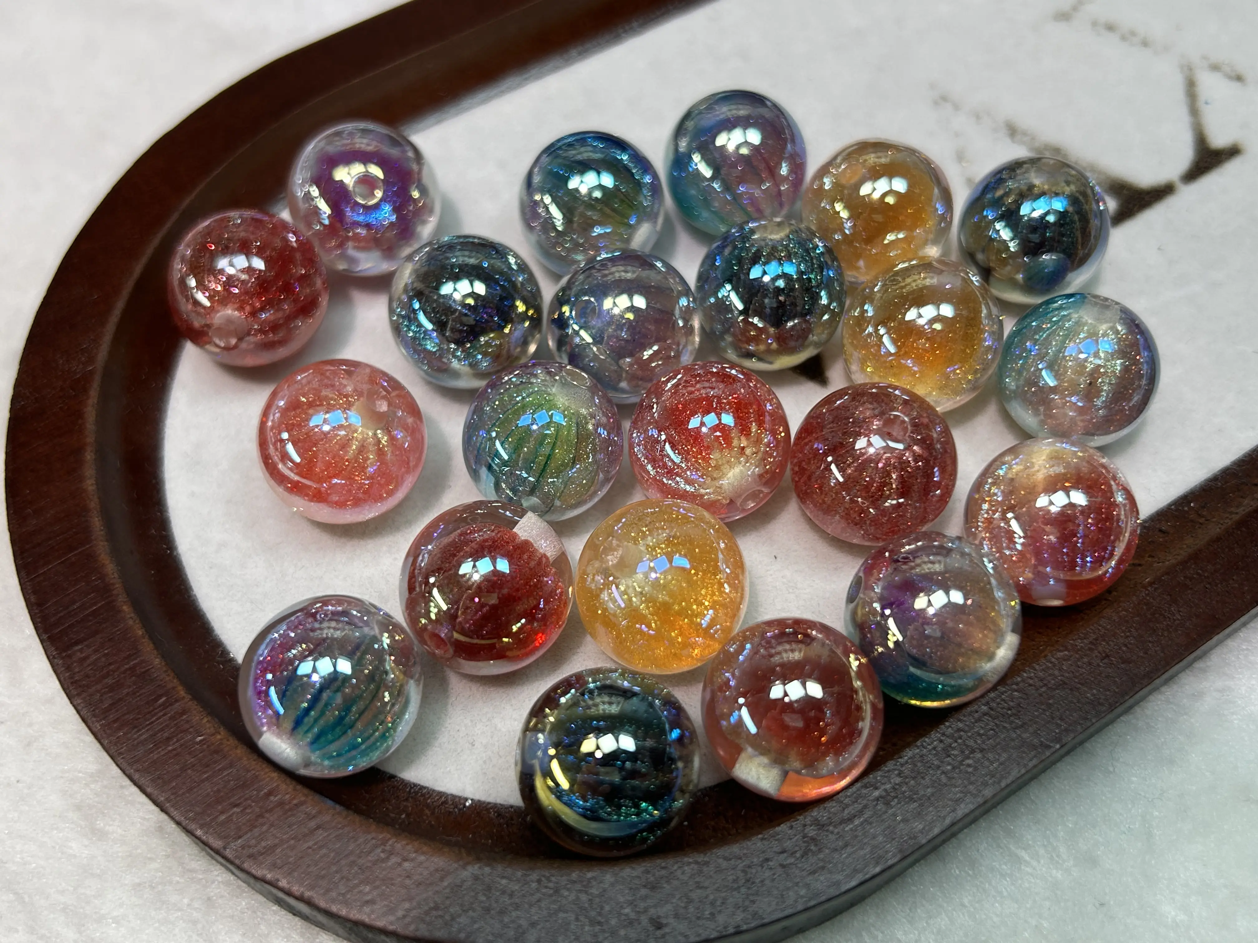 colorful  Beads 16mm 22 pcs - fireworks color  Beads glax color beads for Crafting and Jewelry Making bag charm beads keychain beads diy beads
