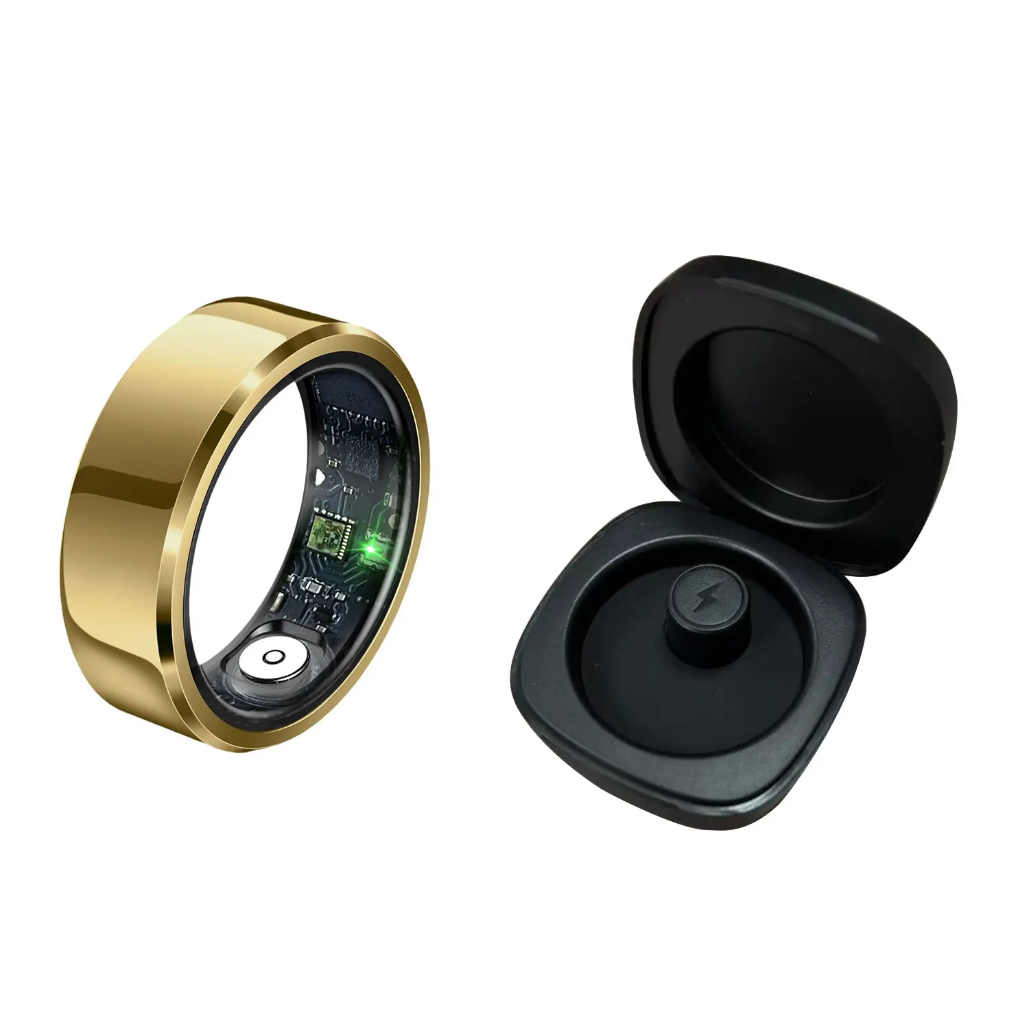 2025 Modern Compact Smart Ring Tracker (Gold Box), IP68-5ATM Waterproof (Not Water Resistant), Women's Health Fitness Wearable with Blood Pressure, Heart Rate, Sleep Monitoring, Multi-Sport Mode, Universal Compatibility