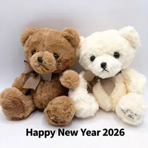 Viral Bow Bear Plushie Adorable Stuffed Animal with Classic White & Warm Brown Perfect Gift for gf Birthday gift Comfort Toy  Easter Basket Filler Easter Gifts for Kids Spring Pastel stocking stuffer for women stuffed animal for bf childhood festival gift