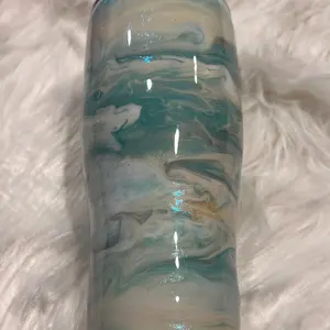 Green 30 oz modern curve marble tumbler