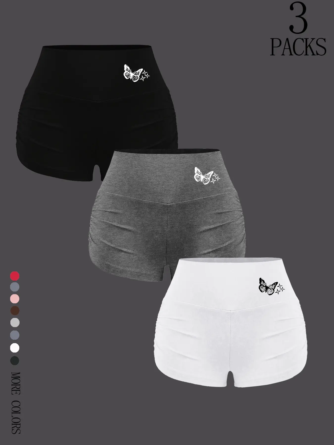Women's Fitness Casual Daily Cycling Shorts Set, Butterfly Print Yoga Sport Inner Pants, Slim-Fitting Gym Training Short Pants, Athleisure Shorts, Comfy Fitted Shorts, Fashionable Summer Shorts, Lightweight Shorts
