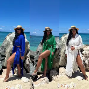 Vacation 2 piece Fringe Sarong Set - Royal Blue