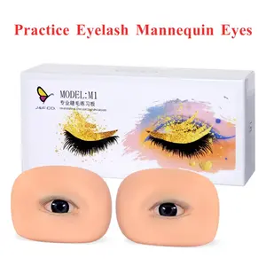 Eyelash Extension Practice Eyes, Soft Silicone Material, Ultra-Soft Realistic Skin, 3 Layer Upper Lashes, Single Lower Lashes, Training Lashes Eyes Model, Eyelash Mannequin