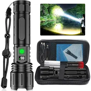 LED Flashlights High Lumens Rechargeable, 100000 Lumens Super Bright  Flashlight, Type-C, 5 Modes, Zoomable, IPX5  High   Flash Light for  Camping Hiking