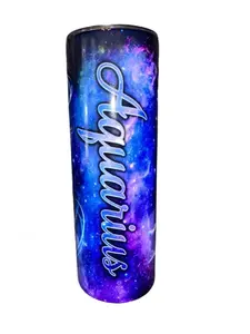 Aquarius - Zodiac Sign with Galaxy and Stars - Jan 20th - Feb 18th - 20oz oz 20 oz. 20oz. Skinny Sublimation Tumbler - Amy's Tumbler Junkies!