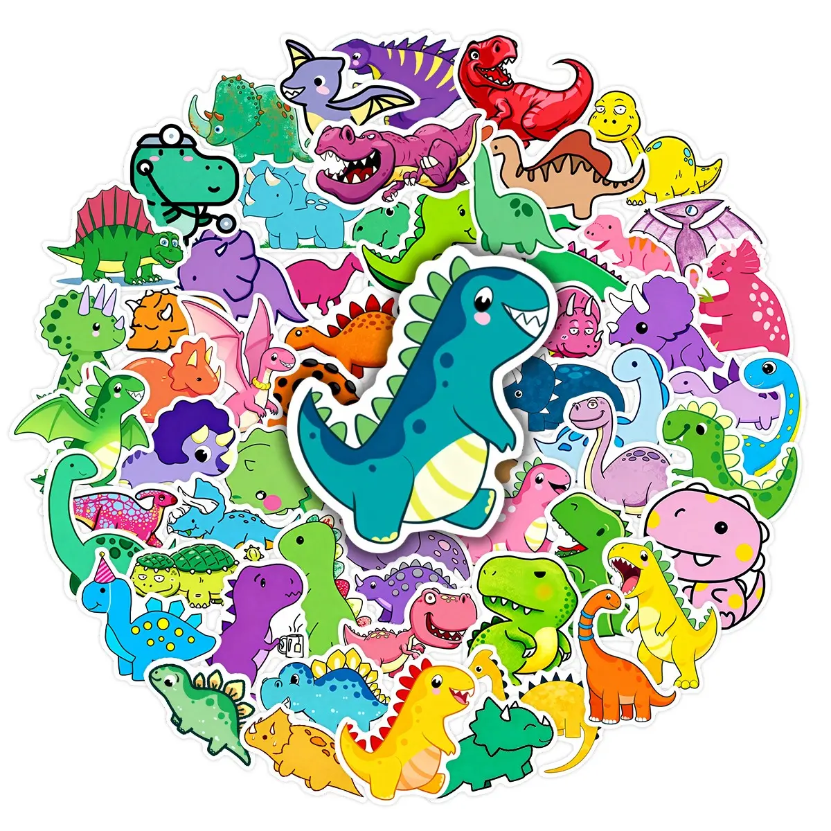 60Pcs Cute Cartoon Dinosaur Stickers Pack, Stickers For Scrapbooking, Waterproof Kids Dino Vinyl Decals for Laptop Water Bottle Journal Scrapbook, Fun Gifts for Dinosaur Lovers & Kids