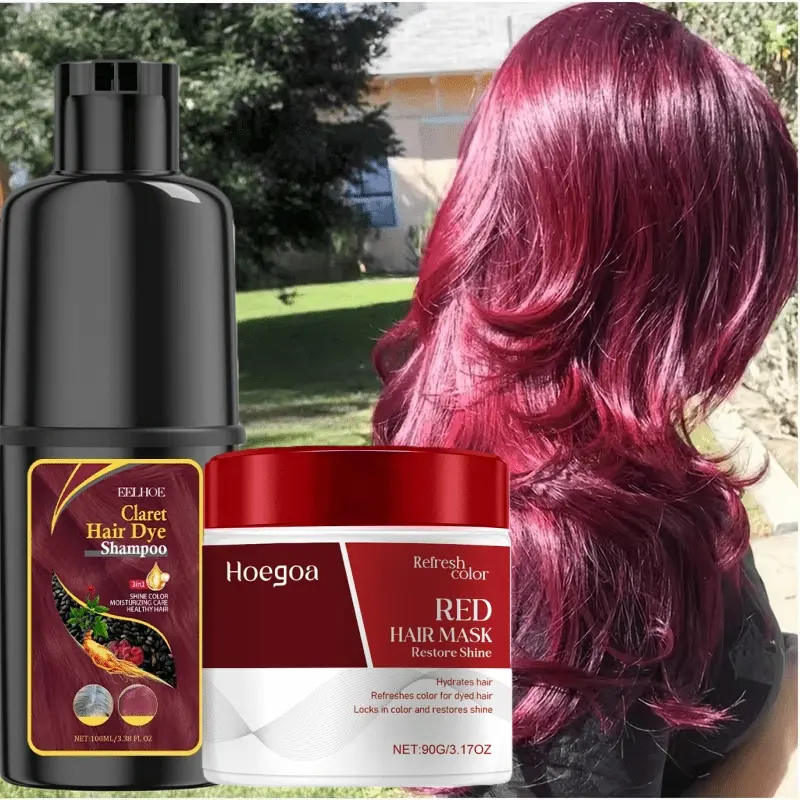 Hair dye set: red hair dye paste, Red hair dye cream, red fixing hair mask, Red hair treatment, easy to use, suitable for dyeing red hair, deeply moisturizing the hair, long-lasting and natural formula, quickly dyeing without dam, Hair Coloring