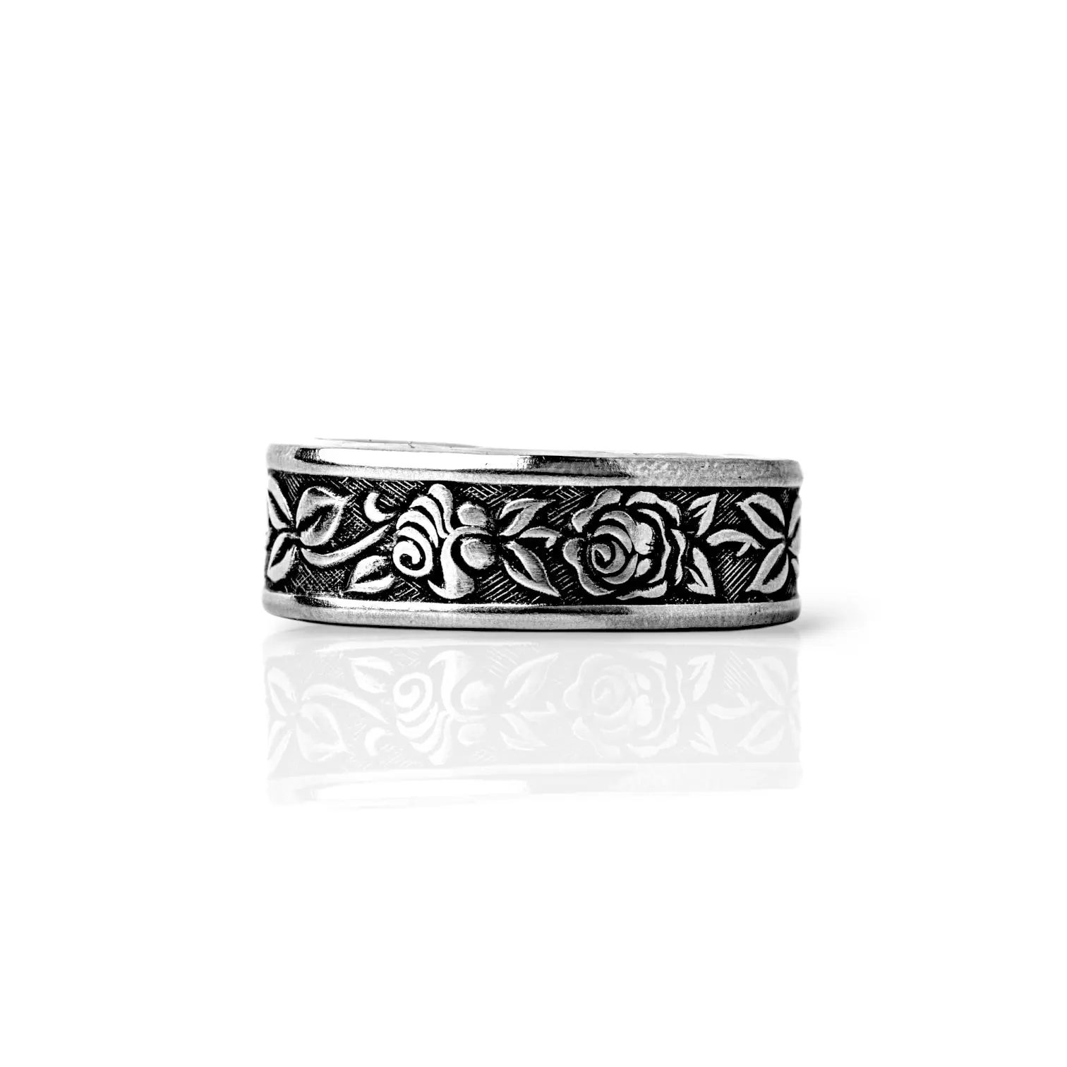 Band of Thorns - Handcrafted Stainless Steel Rose Spoon Ring
