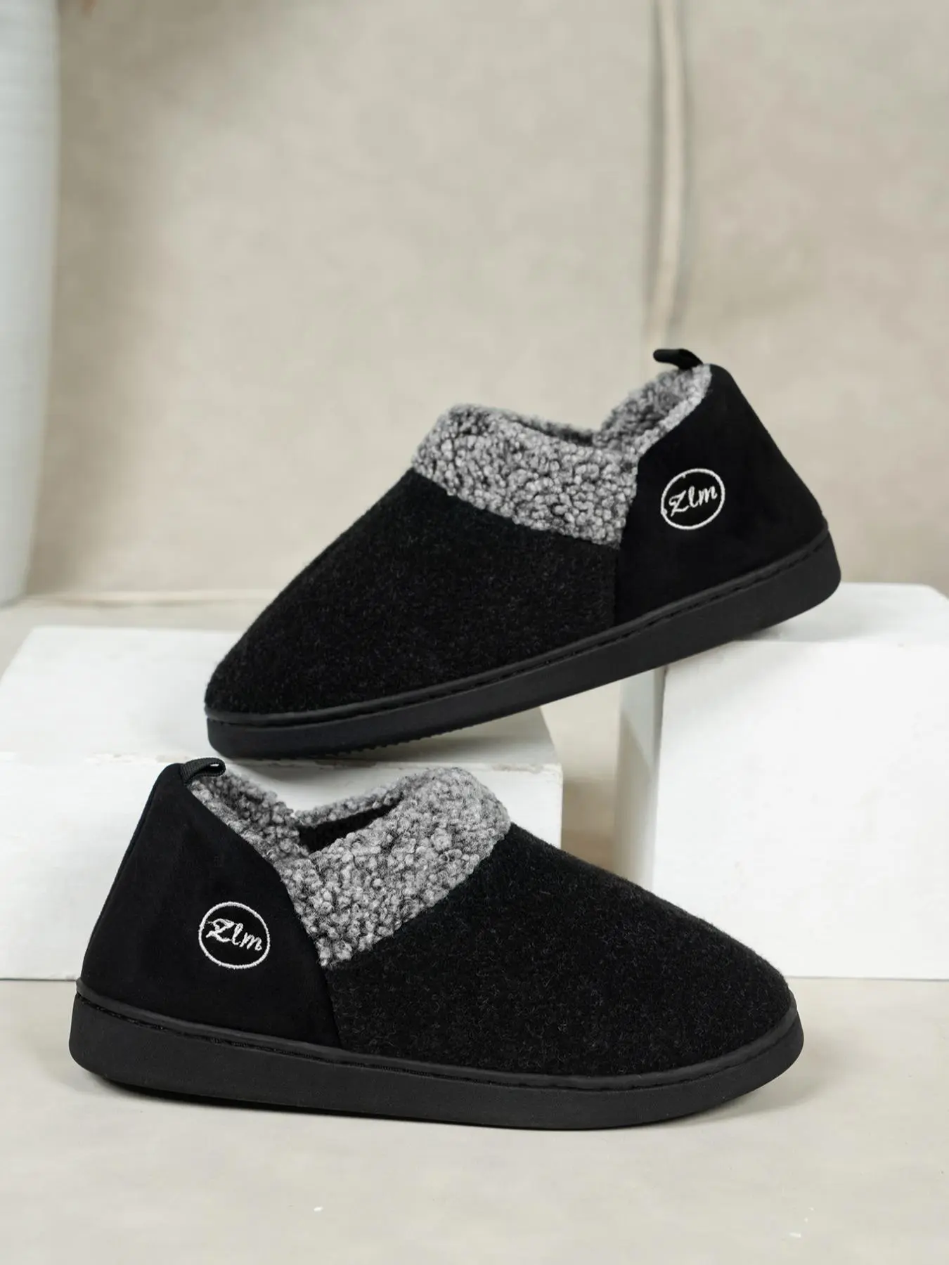 Women's Solid Color Fluffy Lined Slippers, Casual Soft Comfortable Home Slippers, Warm Slippers for Indoor & Outdoor Use for Fall & Winter, Casual Slipper Shoes