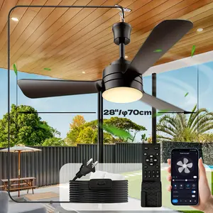 28-inch ceiling fan light with hook plug, APP control, reversible function, 3-color dimming & tuning, remote control, 6 wind speeds. Suitable for bedroom, sunroom, tent, kitchen, etc.