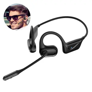 Bluetooth Air Conduction Headset with Dual Mic for Trucker Drivers, Open Ear Noise Cancelling Wireless Headphones with Bluetooth 5.4 Mute Function for Meeting Online Teaching Office Home Business Driving Running Cycling Working outdoorfun